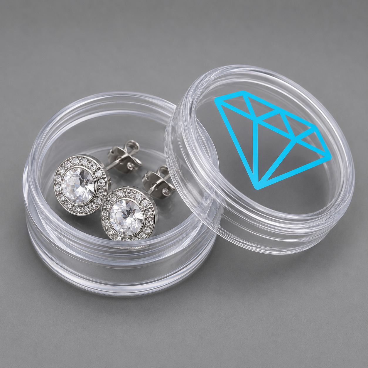 Diamond Dance Complex competition earrings and case